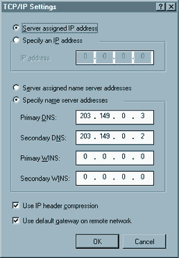 Tcp/ip setting